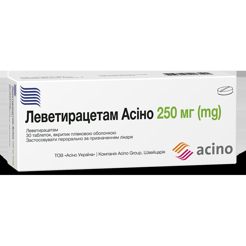 ЛЕВЕТИРАЦЕТАМ АСІНО, таблетки, вкриті плівковою оболонкою, по 250 мг №30